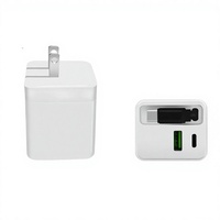 Cargador GaN Rápido de 45W con Cable Retráctil y Enchufe Plegable, Puertos USB-C y USB, Carga PD3.0, Cargador Universal para Teléfono Móvil
