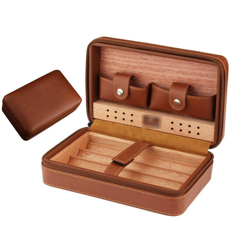 Cigar Case Portable Leather Cigar Moisturizing