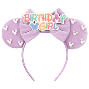 Fascia per capelli con <span class=keywords><strong>orecchie</strong></span> di <span class=keywords><strong>topo</strong></span> e fiocco in velluto colorato con perle, accessorio per capelli per compleanno, per bambini e donne, 2026 - Product Image 3
