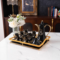 Service à thé en porcelaine de style arabe du Moyen-Orient JADE, écologique, avec pendentif, tasse à café dorée et soucoupe, luxe léger pour le thé de l'après-midi