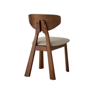 Chaises de salle à manger en bois massif de style nordique du milieu du siècle, rembourrées en cuir, luxueuses, minimalistes, modernes - Product Image 6