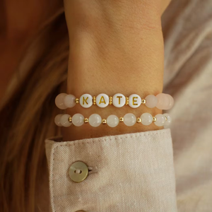 <strong>Personalised</strong> Bracelet Custom Name KATE Gemstone Beaded Bracelet Dainty Handmade Birthday <strong>Gift</strong> for Mom Daughter - Product Image 1
