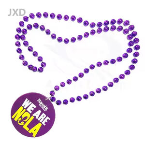 JUXINDA金属狂欢节珠子，带2.5英寸奖章定制标志塑料项链，用于节日游行促销 - Product Image 2