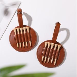 Sac de rangement en cuir pour tee de golf avec sangle, porte-tees portable, couleur marron, pour accessoires de golf - Product Image 5