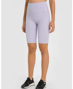 Nuovi pantaloncini sportivi piatti a vita alta da donna alla moda senza pantaloncini da corsa linea anteriore pantaloncini da bici sportivi da Fitness