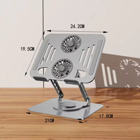 Support de tablette et d'ordinateur portable rotatif à 360 degrés, pliable en métal, réglable en hauteur de 7,9'' à 15'', support de bureau avec ventilateur de refroidissement