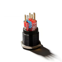 Interrupteur à bouton-poussoir momentané HBAN 19 mm en alliage d'aluminium plaqué noir, étanche IP67, SPDT/DPDT, avec LED pour le contrôle des appareils électroménagers