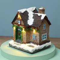 Mini maison de village de Noël en résine légère, chalet enneigé, scène hivernale, ornement de table, décoration de Noël pour la maison