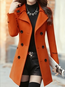 Cappotto <span class=keywords><strong>Trench</strong></span> Slim Fit da Donna con Risvolto a Tacca e Doppio Petto Color Cammello - Disponibile in Nero, Arancione e <span class=keywords><strong>Rosso</strong></span> - Product Image 5