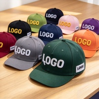 Casquette de baseball premium 100 % coton à 6 panneaux, visière plate, broderie 3D, calotte structurée, fermeture snapback, personnalisable, vente en gros