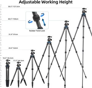 Trépied en fibre de carbone <span class=keywords><strong>SIRUI</strong></span> 50 avec tête sphérique à 360° B-00K, trépied de voyage léger et compact pour appareils photo - Product Image 4