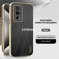 Lichicase Electroplated Frame Bare Feel Golden Thread Pattern Case pour Redmi K60 K60 Pro Poco F5 Pro Phone Cover