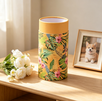 Urne funéraire pour animaux de compagnie en tube de papier à motif floral tropical, style hawaïen, urne à cendres écologique, souvenir commémoratif pour chiens et chats, 300 ml