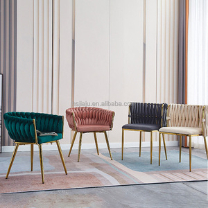 Thiết kế mới nhung màu be chần tối giản nhà hàng nhung ghế làm móng trang điểm ghế ăn - Product Image 4