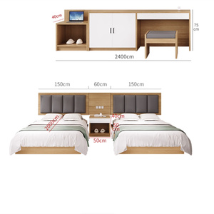 ชุดเฟอร์นิเจอร์ห้องนอนโรงแรมทันสมัย ปรับแต่งได้ ทนทาน กันน้ำ โครงเตียงไม้ ที่นอน หัวเตียง โต๊ะข้างเตียง ชั้นวางทีวี - Product Image 1