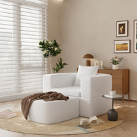 VOXHOME Nordisches Minimalistisches Einzelsofa-Bett für Wohnzimmer Schlafzimmer Heim-Möbel Klappbares Faulbett-Sofa Weißes Bouclé-Sofa