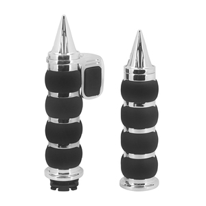 Poignées de Moto 1 "/25mm Chrome et Noir pour Harley <span class=keywords><strong>Sportster</strong></span> Dyna Softail FLS Touring Electra Street Glide pour Yamaha - Product Image 1