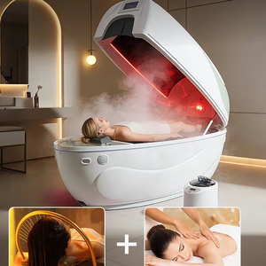 Cabine de douche sauna électrique confortable avec porte coulissante, lit de lavage de cheveux pour spa, cabine de sauna infrarouge - Product Image 1