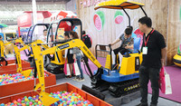 Mini Excavadora Hidráulica de Fibra de Vidrio y Acero, Resistente, para Parques Infantiles Interiores y Exteriores, Centros Comerciales