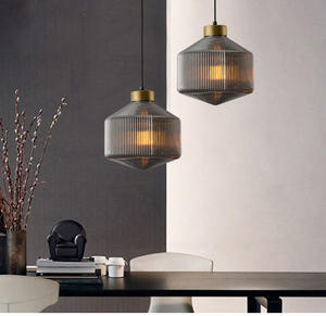 Luminaire suspendu moderne en verre teinté, lampe suspendue LED dorée pour salon, chambre à coucher, maison, loft, décoration industrielle - Product Image 5