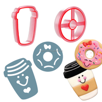 Moule à biscuits en plastique pour fondant, beignets et gobelets à café, pour glaçage royal