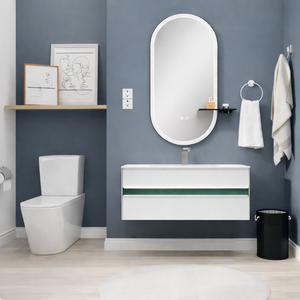 Conjunto de Mueble de Baño con <span class=keywords><strong>Lavabo</strong></span> Integrado sin Juntas, Estilo Crema, con Encimera de Piedra Blanca - Product Image 1