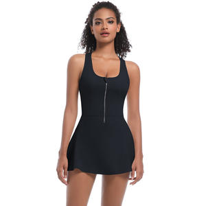 Robe de sport 2 en 1 pour femme, dos nageur, fermeture éclair sur le devant, avec short intégré, pour la course, le yoga et la gym - Product Image 3