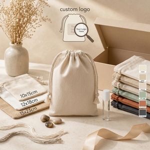 Pochette cadeau en toile de coton et lin avec cordon de serrage, sac d'emballage uni pour cadeaux et artisanat, idéal pour l'aromathérapie aux cristaux - Product Image 6