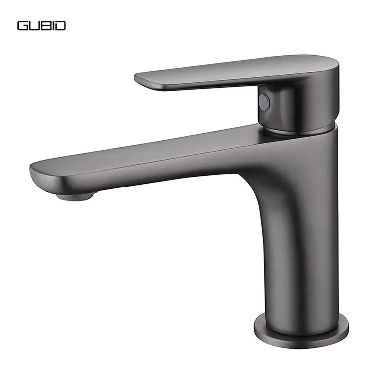 PVD gun grey finish Bathroom Sink Faucet Basin Faucet Mixer Taps brass material