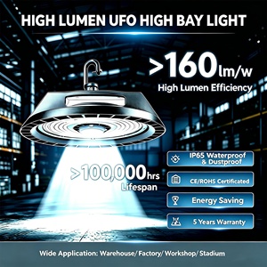 Nouveau design <span class=keywords><strong>2022</strong></span>, éclairage <span class=keywords><strong>UFO</strong></span> à haute luminosité 100W en aluminium, étanche IP65, 160lm/w, CRI70, contrôle par capteur, garantie 2 ans, température de couleur multiple - Product Image 2