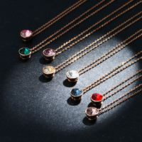 Mylove Maßgefertigter Klassischer 18K Vergoldeter Messing-Anhänger mit Buntem CZ-Solitär im Runden Fassung-Design für Damen Geburtsstein-Schmuck Geschenke