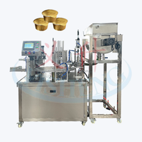 Machine d'emballage industrielle avec contrôle PLC pour boîtes en aluminium pour sauces au mouton, scelleuse de gobelets pour sauces visqueuses