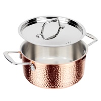 Vente en gros d'ustensiles de cuisine de haute qualité 3l 5l 8l marmite à soupe en cuivre triple couche avec couvercle en acier inoxydable
