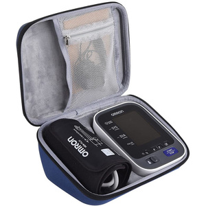 RTS personalizado MOQ Pequeno Azul Escuro Maleta para <span class=keywords><strong>Omron</strong></span> <span class=keywords><strong>10</strong></span> Série Sem Fio <span class=keywords><strong>Monitor</strong></span> de Pressão Sanguínea do Braço Superior
