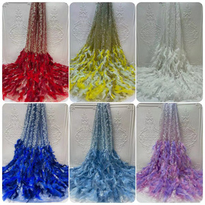 Tissu de broderie de plumes robe de princesse à pampilles robe de soirée poudre sequin dentelle maille gaze pour <span class=keywords><strong>mariage</strong></span> robes de femme - Product Image 6