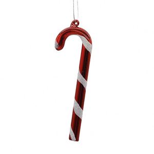New Christmas White and Red Glass Cane Christmas Tree Hanging Ornaments - Product Image 2