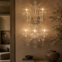 Applique murale en verre cristal à 5 lumières, douille E14, 110V 220V, lampe murale en métal et verre pour villa et chambre à coucher