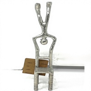 Abstract Metal Figure Sculpture <b>Silver</b> Gymnast Handstand on <b>Chair</b> Statue Modern Yoga Acrobat Art Object Home Decor - Product Image 1