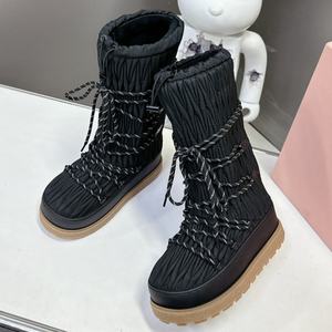Bottes d'hiver pour femmes, couleur clair de lune, thermiques, imperméables, unisexes, de luxe, de haute qualité, respirantes, en cuir, personnalisées, tendance - Product Image 1