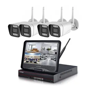 Eseecloud Home Security 4 Câmeras 5MP Sistema CCTV Sem Fio Ao Ar Livre 4ch Wifi Nvr Kit com Monitor de 10 polegadas
