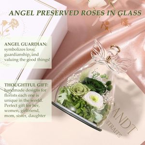 Rosas Verdes al por Mayor, Rosa Preservada para Siempre en Cristal, Figuras de Ángel, Flores Frescas para Boda, Esposa - Product Image 6