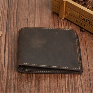 High Quality Genuine Crazy Horse Leather Minimalist Wallet Short Vintage Style with Zipper Closure and RFID Feature - Product Image 5