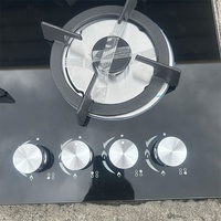 Table de cuisson à gaz encastrable 4 brûleurs, panneau en verre trempé noir, cuisinière à gaz domestique 4 feux pour cuisine