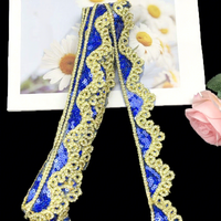 En stock : Bordure en dentelle à paillettes et strass dorés pour chaussures, sacs, vêtements – Plusieurs types disponibles, largeur 4 cm