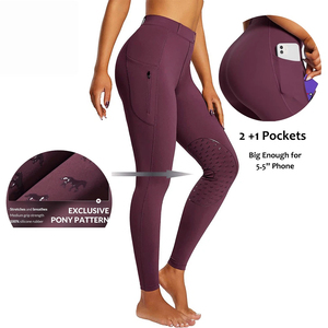 Vêtements d'équitation pour femmes, <span class=keywords><strong>pantalon</strong></span> d'équitation à taille haute, extensible dans quatre directions, silicone antidérapant, durable, avec poches - Product Image 1