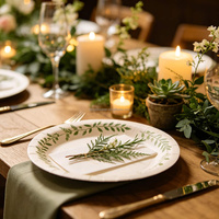 Assiettes en papier à motif végétal, vaisselle jetable pour mariages et événements en plein air
