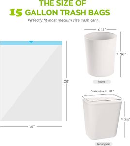 15 Gallon Tear Free Drawstring Trash Bags, Large, White, Fresh Clean Scent <b>Plastic</b> for Office Bedroom Living Room <b>Kitchen</b> - Product Image 5