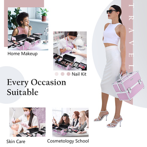 Large Makeup Train Case Portable Cosmetic With 6 Tier Trays Professional Organizer <b>Box</b> <b>Make</b> <b>up</b> Carrier Cases Storage M90C Cosmet - Product Image 5