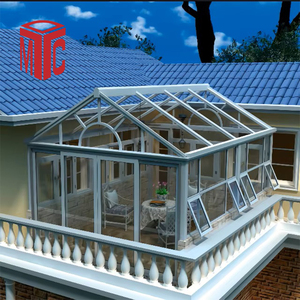 Invernadero Moderno Impermeable y Resistente al Viento <span class=keywords><strong>con</strong></span> Estructura de Aluminio, Techo Plano y Pico Triangular para Jardín - Product Image 3