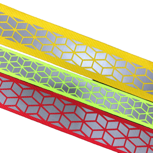 Cinta de cinta de poliéster ecológica reflectante verde, tira de ajuste de tela cosida de rombos para prendas, manualidades DIY, collares para mascotas - Product Image 2